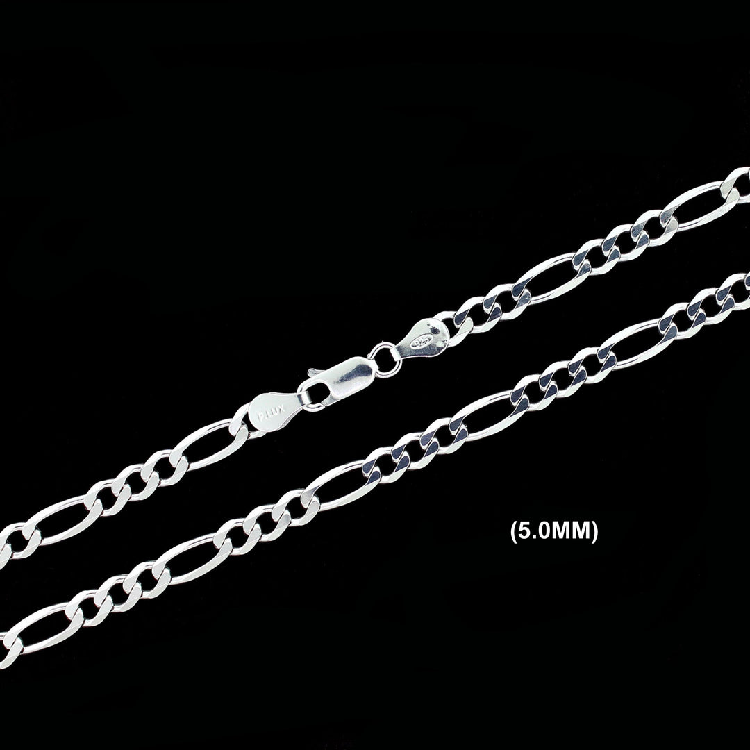 Real Solid 925 Sterling Silver Figaro Link Chain Necklace Bracelet 2.5mm 3mm 4mm 5mm 6mm 7mm 8mm 9mm Gift For Men &amp; Women ITALY