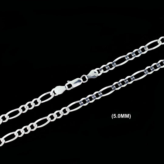 Real Solid 925 Sterling Silver Figaro Link Chain Necklace Bracelet 2.5mm 3mm 4mm 5mm 6mm 7mm 8mm 9mm Gift For Men &amp; Women ITALY