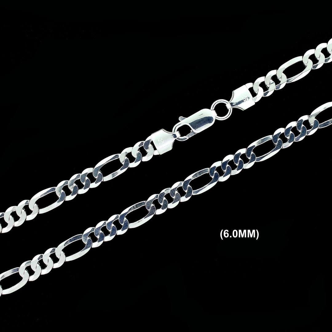 Real Solid 925 Sterling Silver Figaro Link Chain Necklace Bracelet 2.5mm 3mm 4mm 5mm 6mm 7mm 8mm 9mm Gift For Men &amp; Women ITALY