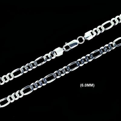 Real Solid 925 Sterling Silver Figaro Link Chain Necklace Bracelet 2.5mm 3mm 4mm 5mm 6mm 7mm 8mm 9mm Gift For Men & Women ITALY