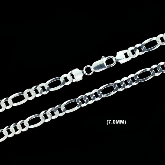 Real Solid 925 Sterling Silver Figaro Link Chain Necklace Bracelet 2.5mm 3mm 4mm 5mm 6mm 7mm 8mm 9mm Gift For Men &amp; Women ITALY