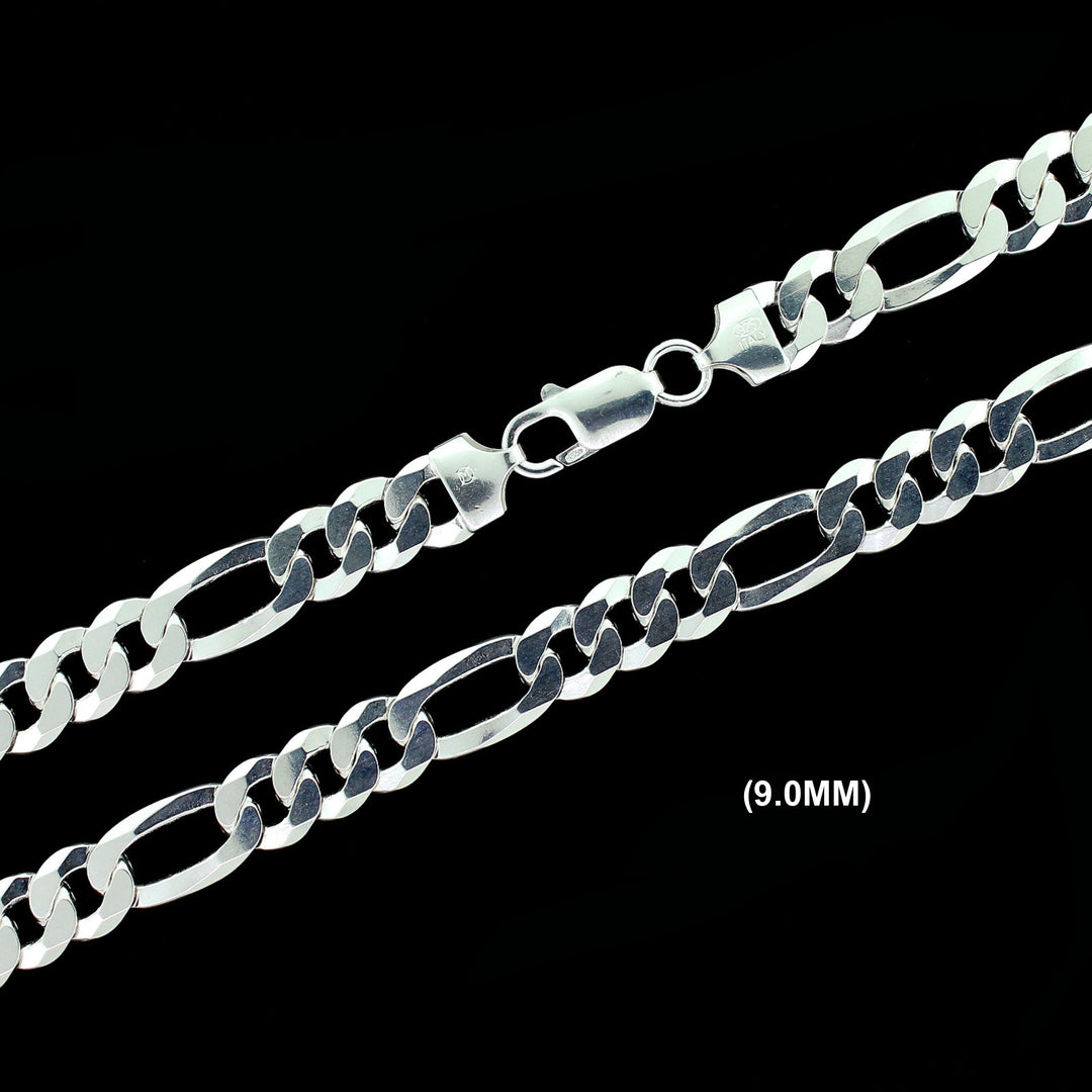 Real Solid 925 Sterling Silver Figaro Link Chain Necklace Bracelet 2.5mm 3mm 4mm 5mm 6mm 7mm 8mm 9mm Gift For Men &amp; Women ITALY