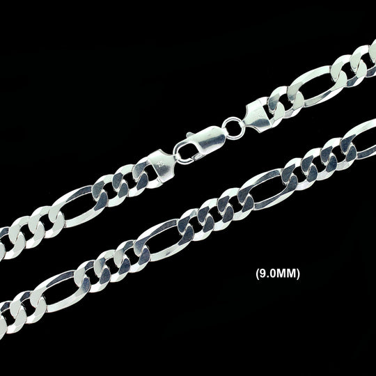 Real Solid 925 Sterling Silver Figaro Link Chain Necklace Bracelet 2.5mm 3mm 4mm 5mm 6mm 7mm 8mm 9mm Gift For Men &amp; Women ITALY