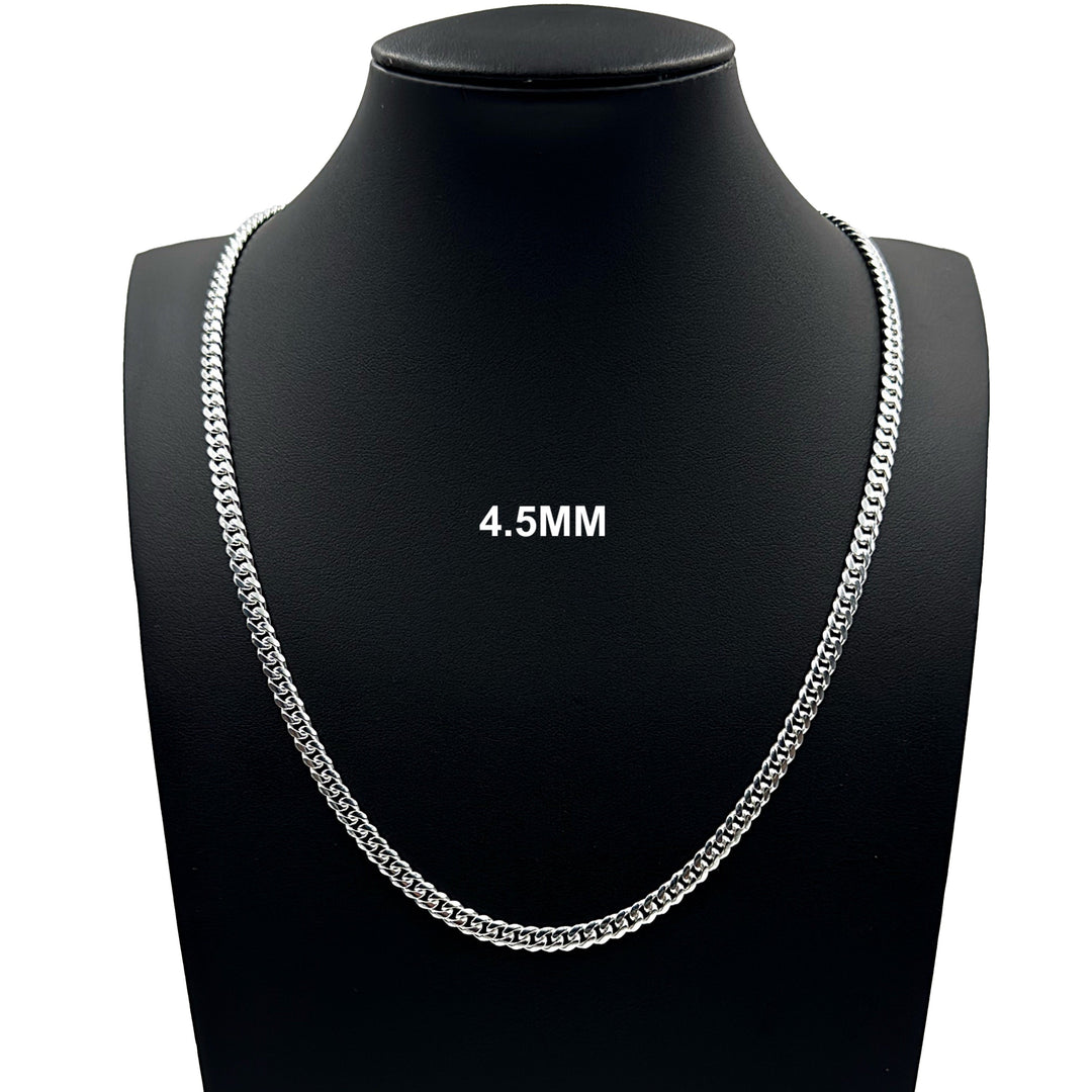4.5MM Solid 925 Sterling Silver Miami Cuban Link Chain Necklace or Bracelet ITALY