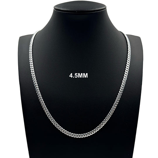 4.5MM Solid 925 Sterling Silver Miami Cuban Link Chain Necklace or Bracelet ITALY