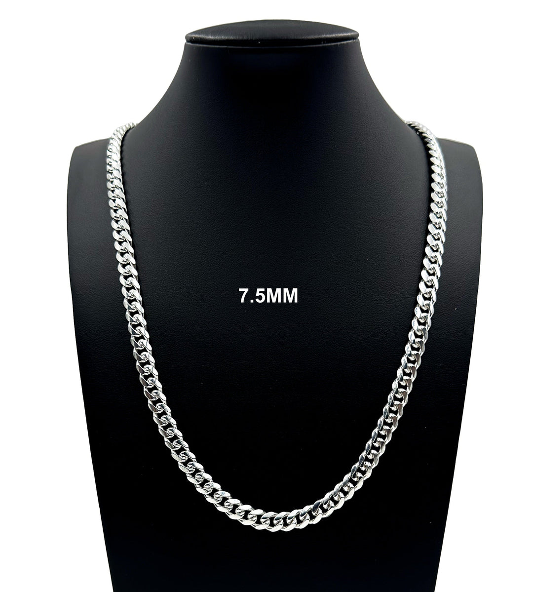 7.5MM Solid 925 Sterling Silver Miami Cuban Link Chain Necklace or Bracelet ITALY
