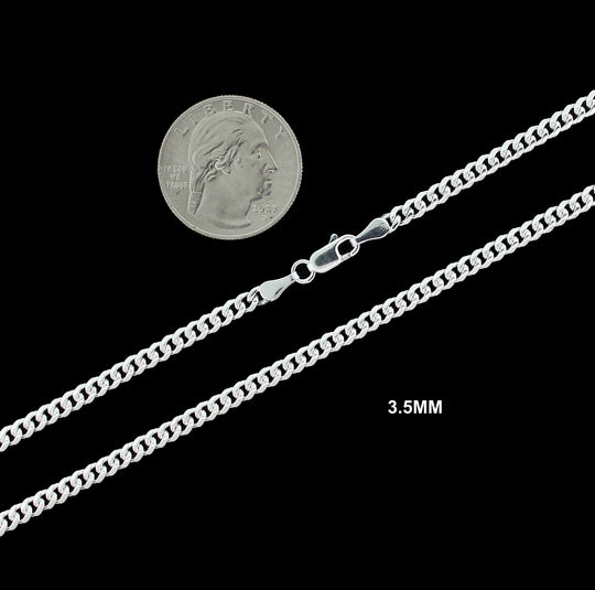 Real 3.5MM Solid 925 Sterling Silver Italian MIAMI CUBAN LINK CHAIN Necklace UNISEX