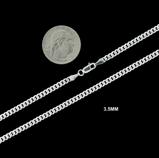 Real Solid 925 Sterling Silver Miami Cuban Link Chain Necklace Bracelet 3.5mm 4.5mm 5.5mm 6.5mm 7.5mm Gift For Men &amp; Women ITALY