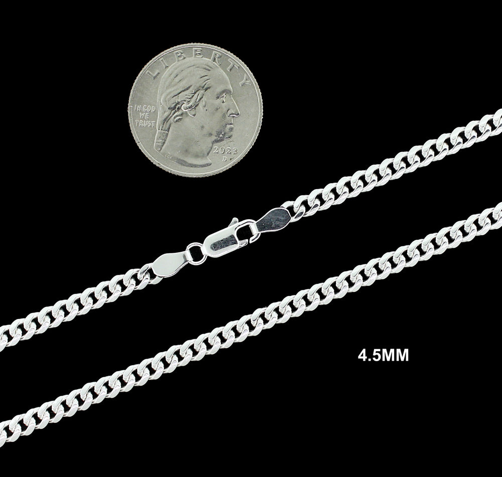 Real 4.5MM Solid 925 Sterling Silver Italian MIAMI CUBAN LINK CHAIN Necklace UNISEX