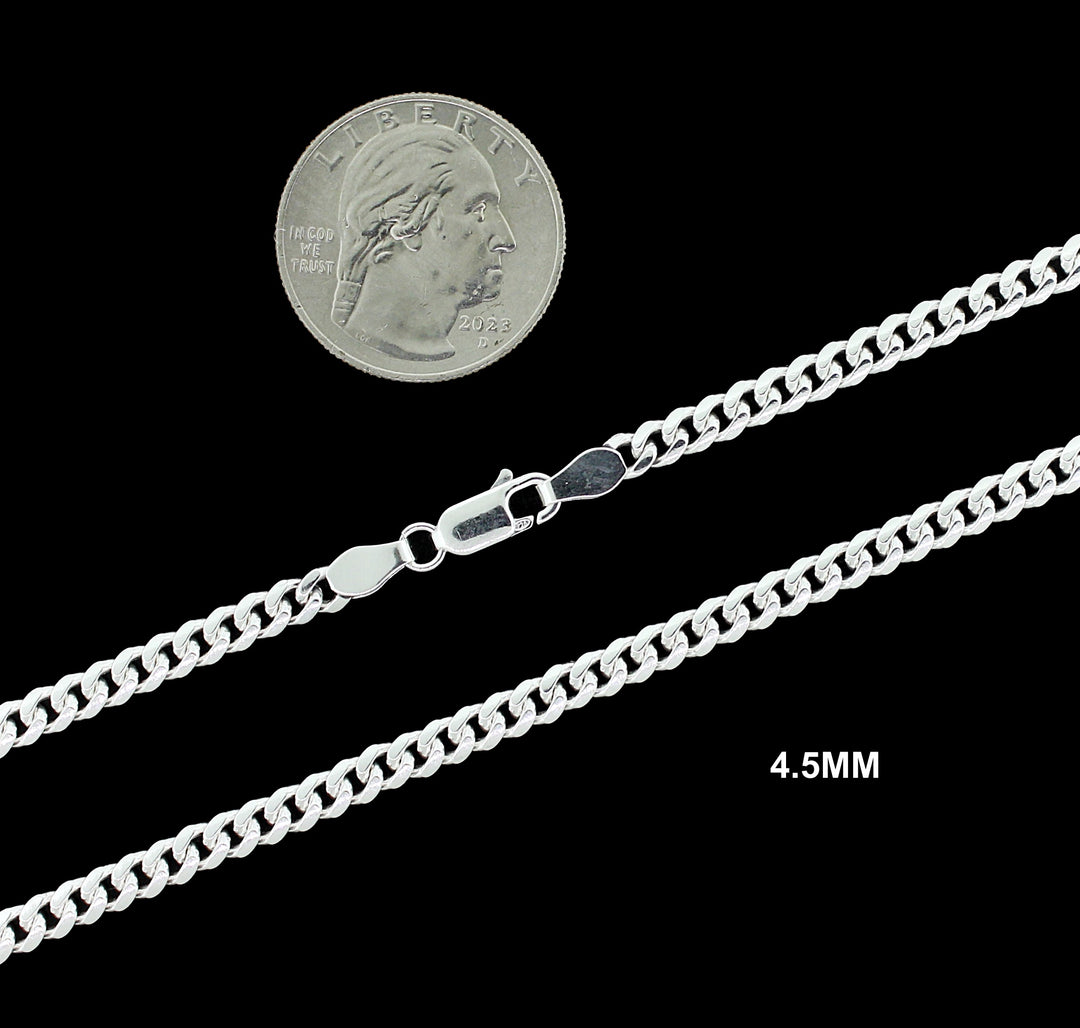 Real 4.5MM Solid 925 Sterling Silver Italian MIAMI CUBAN LINK CHAIN Necklace UNISEX