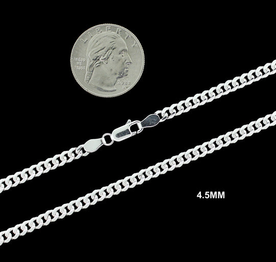 Real 4.5MM Solid 925 Sterling Silver Italian MIAMI CUBAN LINK CHAIN Necklace UNISEX
