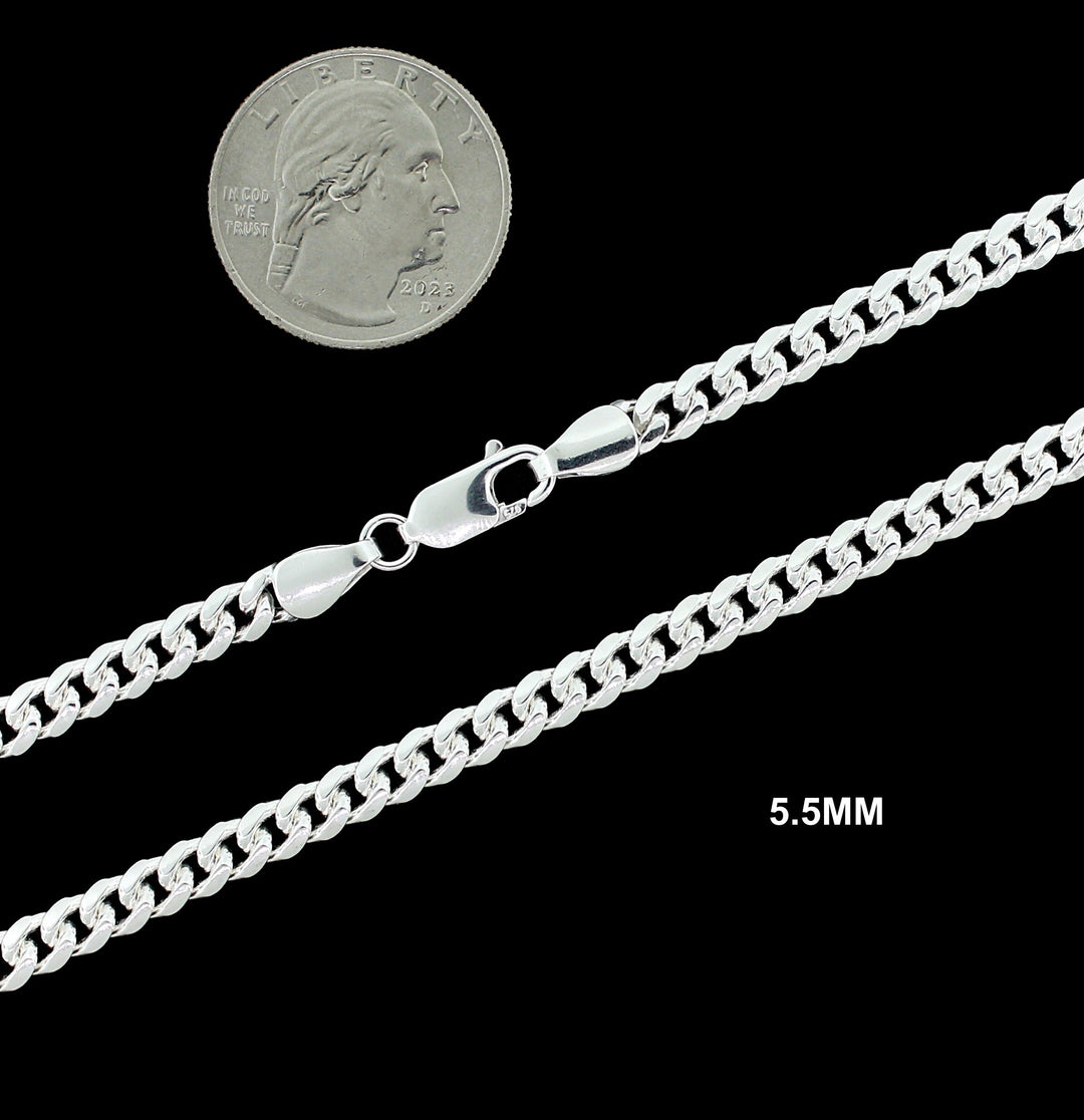 Real Solid 925 Sterling Silver Miami Cuban Link Chain Necklace Bracelet 3.5mm 4.5mm 5.5mm 6.5mm 7.5mm Gift For Men &amp; Women ITALY