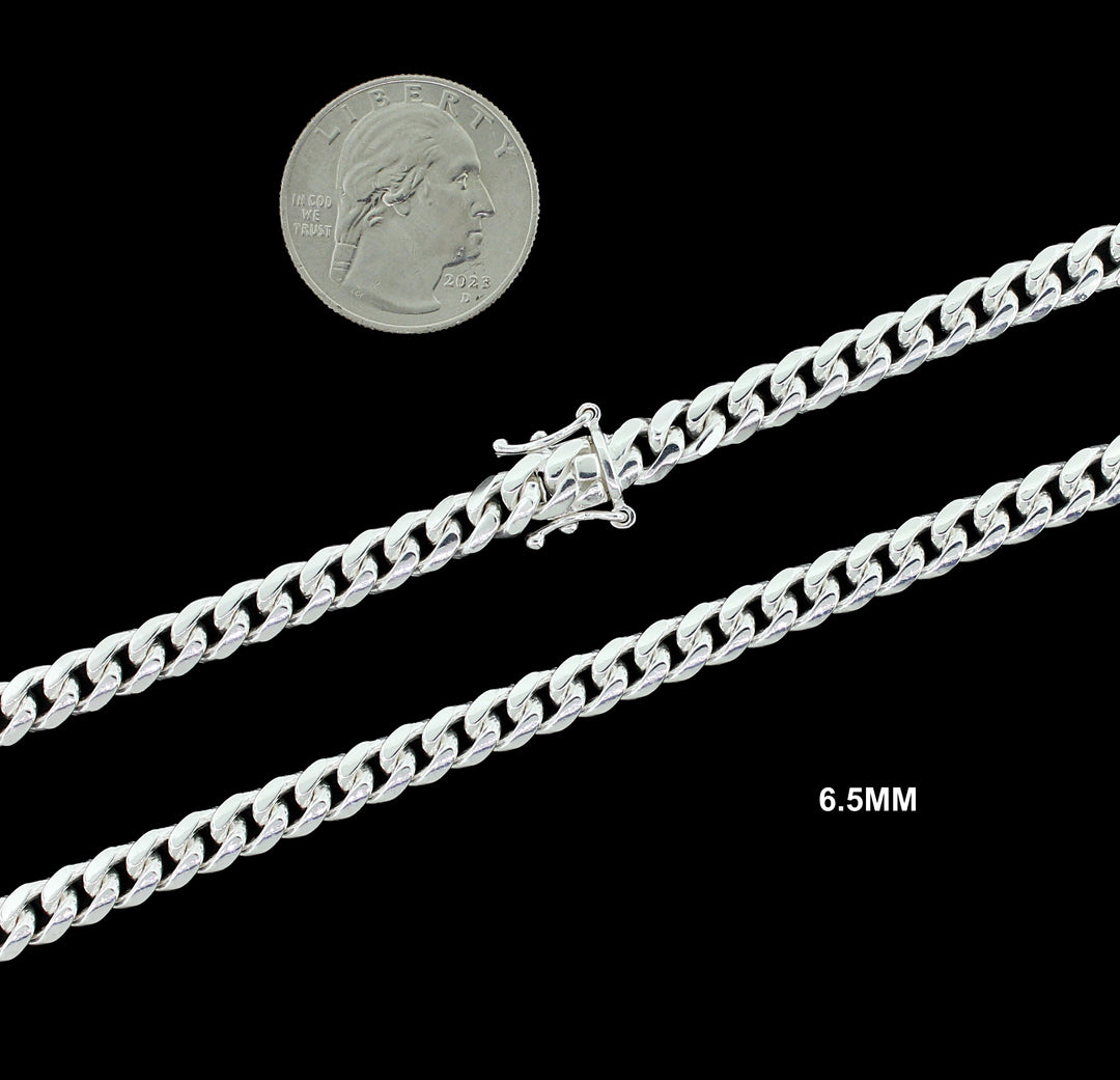 Real 6.5MM Solid 925 Sterling Silver Italian MIAMI CUBAN LINK CHAIN Necklace UNISEX
