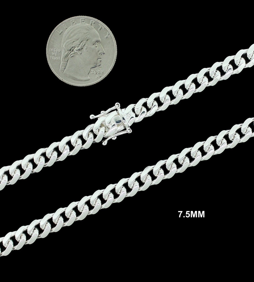 Real Solid 925 Sterling Silver Miami Cuban Link Chain Necklace Bracelet 3.5mm 4.5mm 5.5mm 6.5mm 7.5mm Gift For Men &amp; Women ITALY