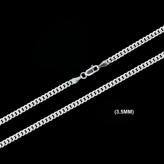 3.5MM Solid 925 Sterling Silver Miami Cuban Link Chain Necklace or Bracelet ITALY