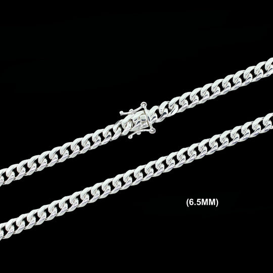 6.5MM Solid 925 Sterling Silver Miami Cuban Link Chain Necklace or Bracelet ITALY