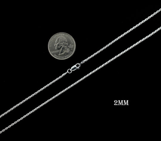 Real Solid 925 Sterling Silver Diamond Cut Rope Chain Necklace Bracelet 1.2mm 1.5mm 2mm 2.5mm 3mm 4mm 5mm 6mm 7mm Gift For Men &amp; Women ITALY