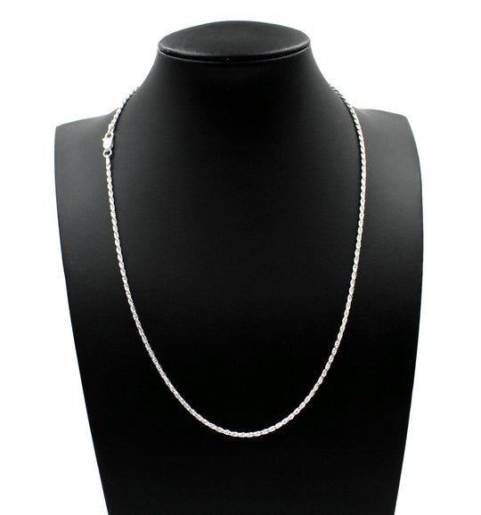 2MM Solid 925 Sterling Silver Italian DIAMOND CUT ROPE CHAIN Necklace UNISEX