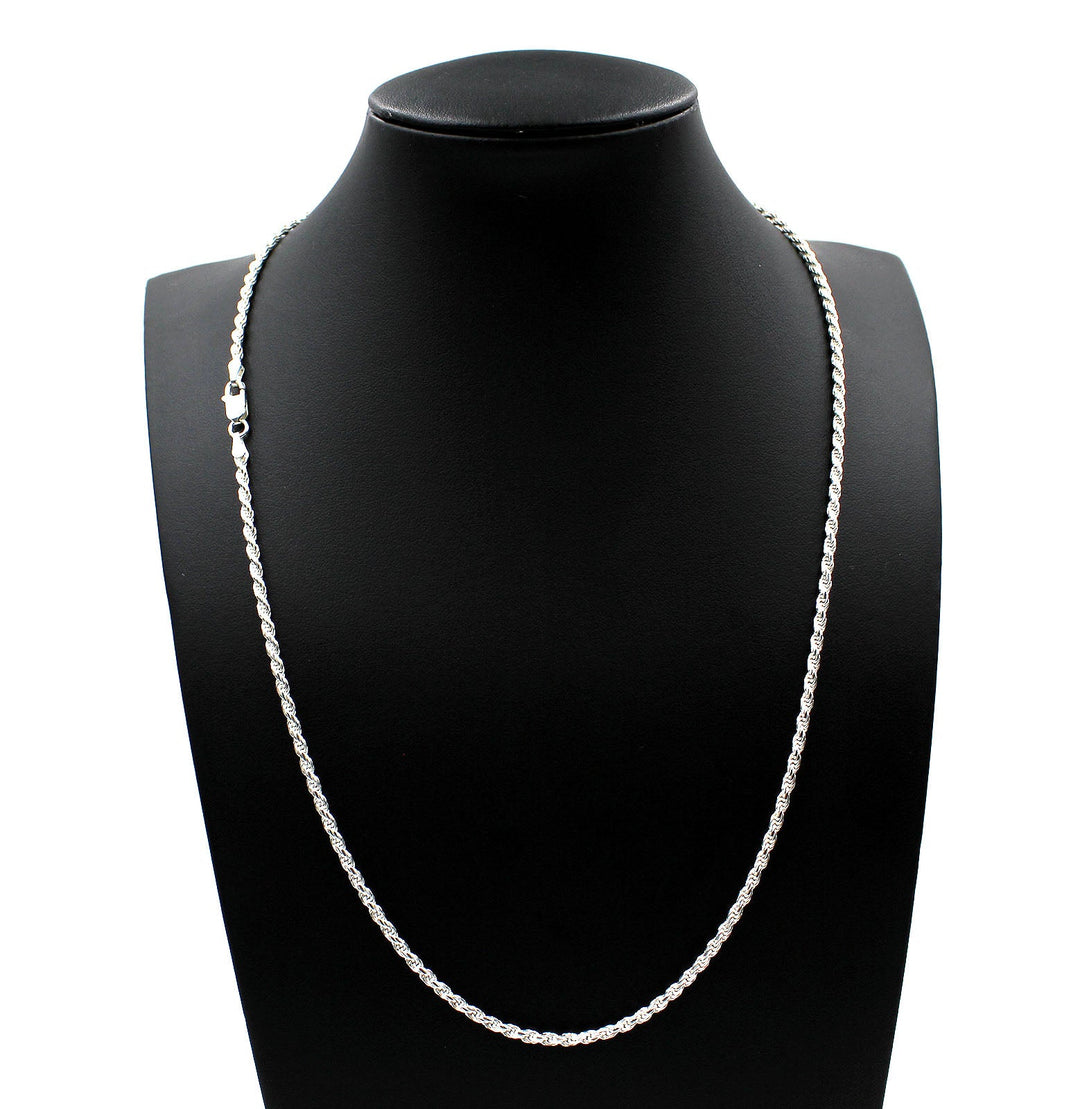 2.5MM Solid 925 Sterling Silver Italian DIAMOND CUT ROPE CHAIN Necklace UNISEX