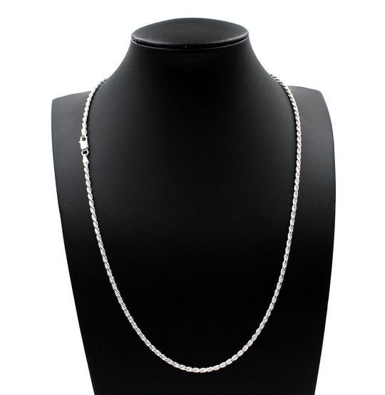 2.5MM Solid 925 Sterling Silver Italian DIAMOND CUT ROPE CHAIN Necklace UNISEX