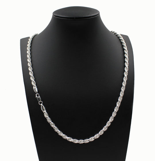 5MM Solid 925 Sterling Silver Italian DIAMOND CUT ROPE CHAIN Necklace UNISEX