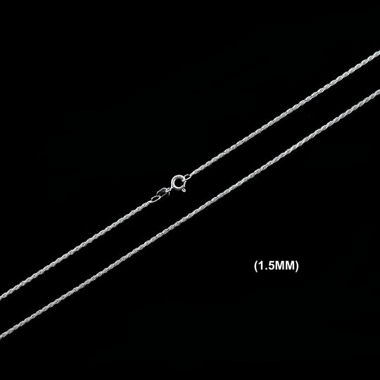 1.5MM Solid 925 Sterling Silver Diamond-Cut Rope Chain Necklace or Bracelet ITALY