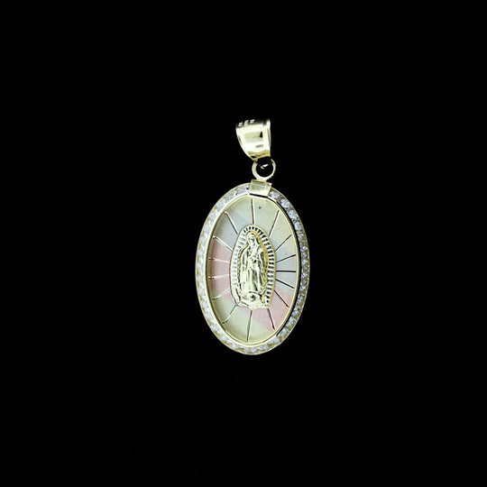 10K Tri-Color Gold Virgin Mary Pendant Diamond Cut Brand New, 10KT Real Gold