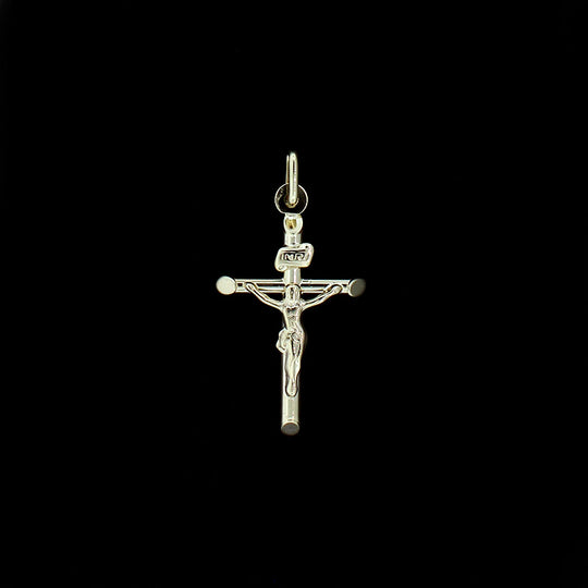Real 10K Yellow Gold INRI Jesus Crucifix Cross Charm Pendant, 10KT Real Gold