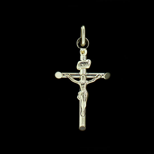 Real 10K Yellow Gold INRI Jesus Crucifix Cross Charm Pendant, 10KT Real Gold