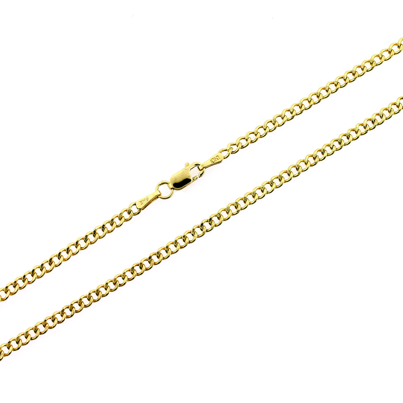 10K Solid Yellow Gold Cuban Curb Link Chain Necklace 2MM 16" 18" 20" 22" 24"