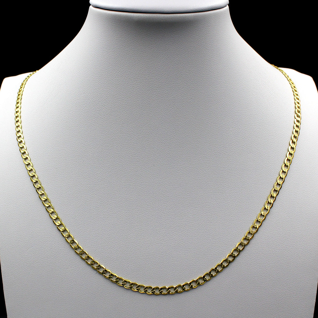 10K Yellow Gold Cuban Curb Link Chain Necklace 16" - 30" 2mm 2.5mm 3.5mm 4.5mm 5.5mm 6.5mm