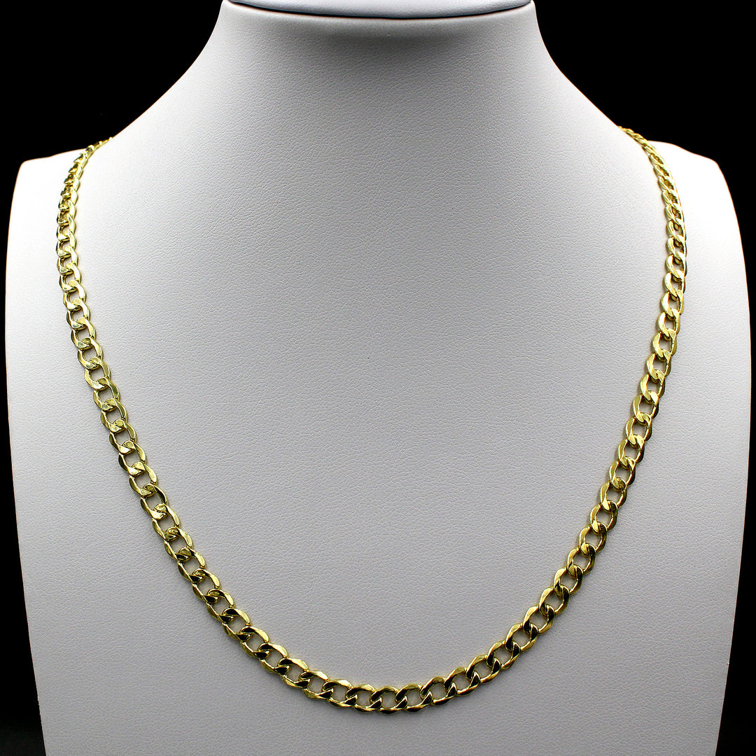 10K Yellow Gold Cuban Curb Link Chain Necklace 16" - 30" 2mm 2.5mm 3.5mm 4.5mm 5.5mm 6.5mm