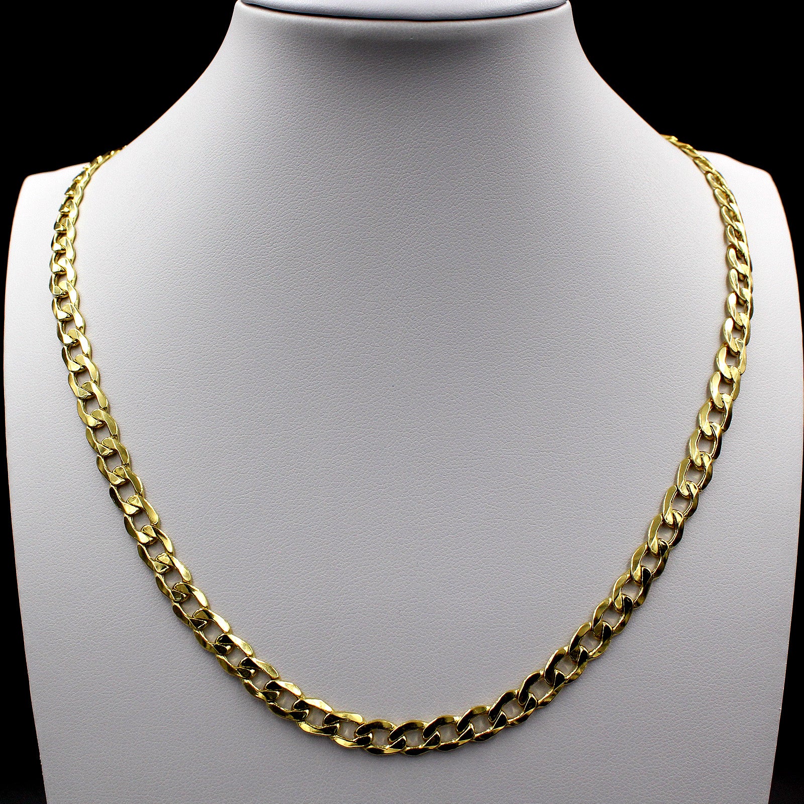 10K Solid Yellow Gold Cuban Link Chain Necklace 6.5MM 20