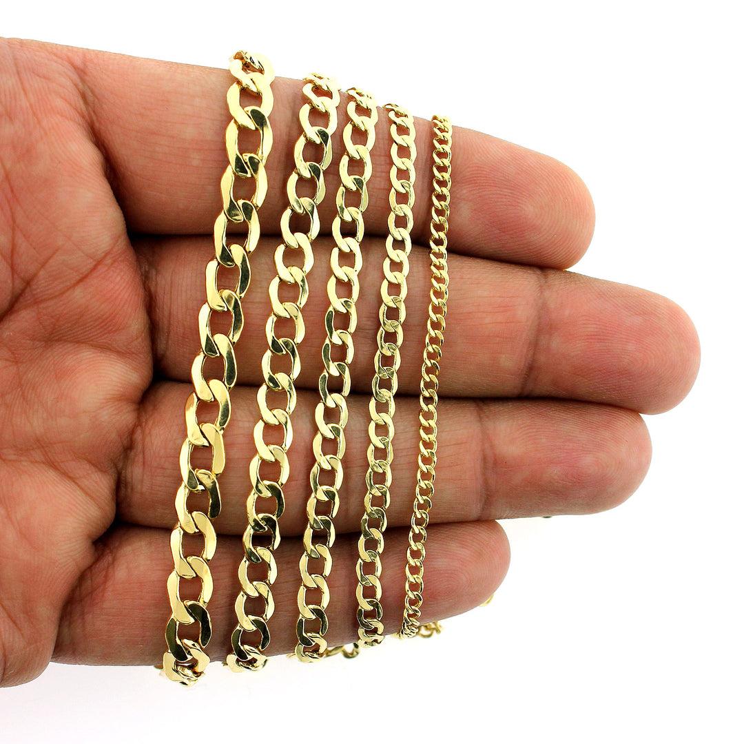 10K Yellow Gold Cuban Curb Link Chain Necklace 16" - 30" 2mm 2.5mm 3.5mm 4.5mm 5.5mm 6.5mm