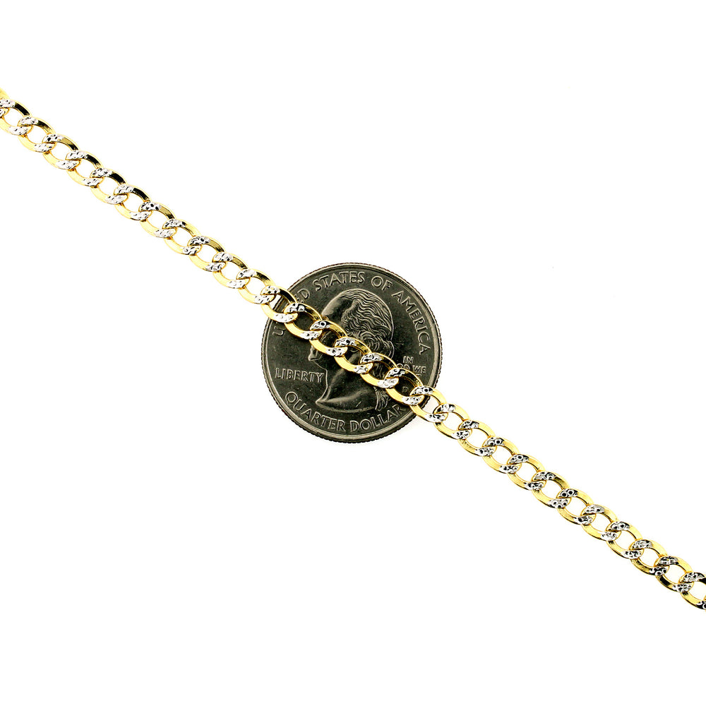 10K Solid Yellow Gold Diamond Cut Pave Cuban Link Chain Necklace 3.5MM 16" 18" 20" 22" 24" 26"