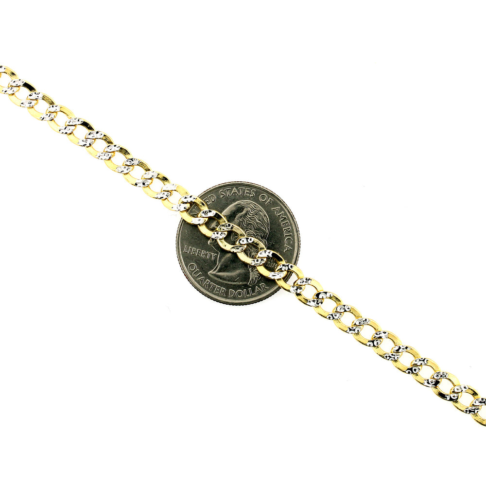 10K Solid Yellow Gold Diamond Cut Pave Cuban Link Chain Necklace 4.5MM 16" 18" 20" 22" 24" 26"