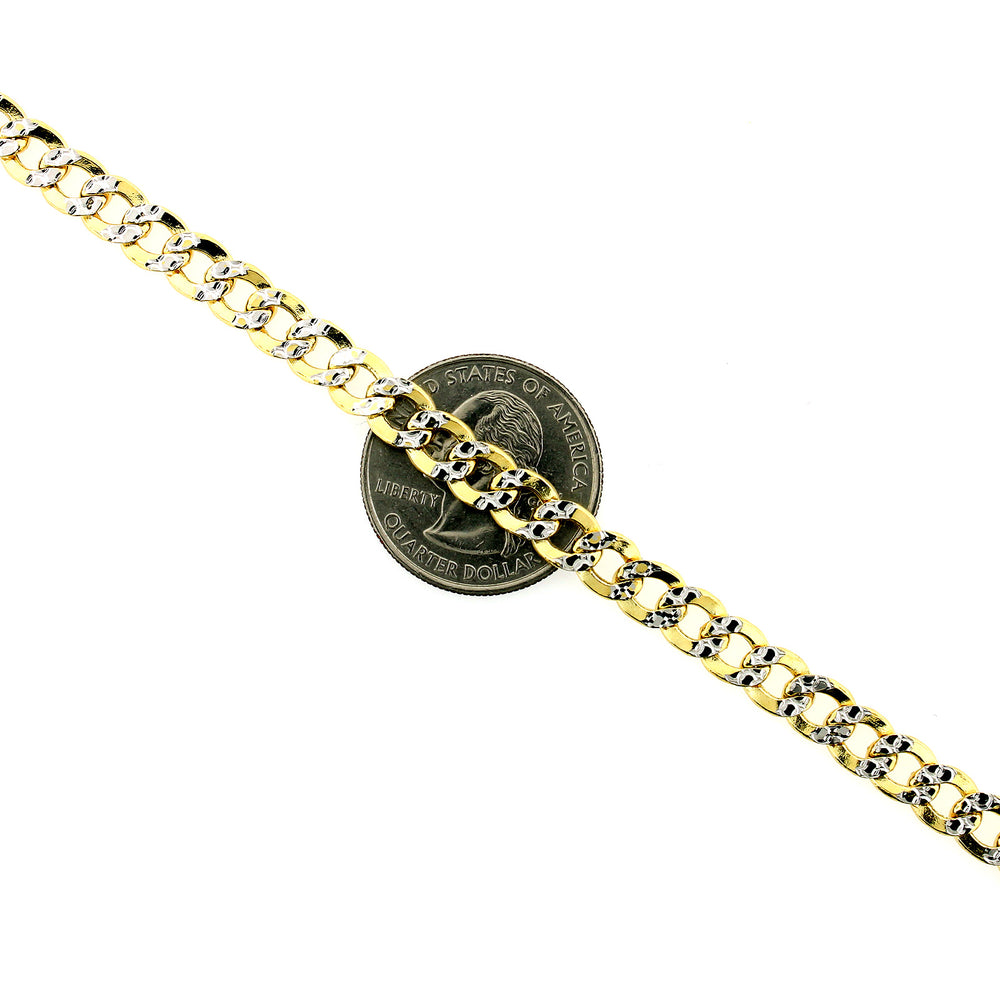 10K Solid Yellow Gold Diamond Cut Pave Cuban Link Chain Necklace 5.5MM 18" 20" 22" 24" 26"