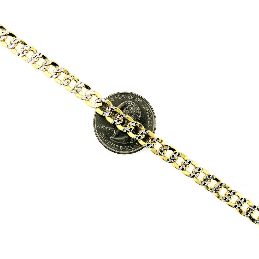 10K Solid Yellow Gold Diamond Cut Pave Cuban Link Chain Necklace 5.5MM 18" 20" 22" 24" 26"