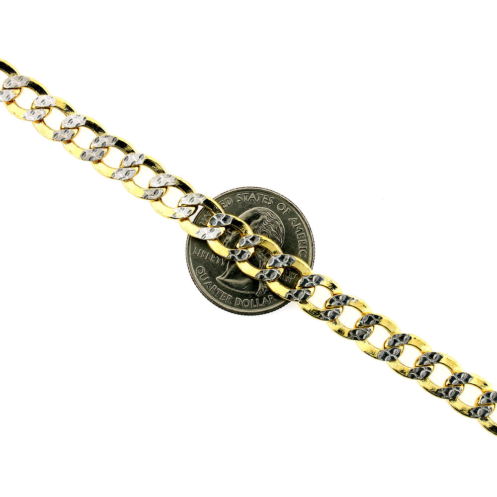 10K Solid Yellow Gold Diamond Cut Pave Cuban Link Chain Necklace 6.5MM 20" 22" 24" 26"