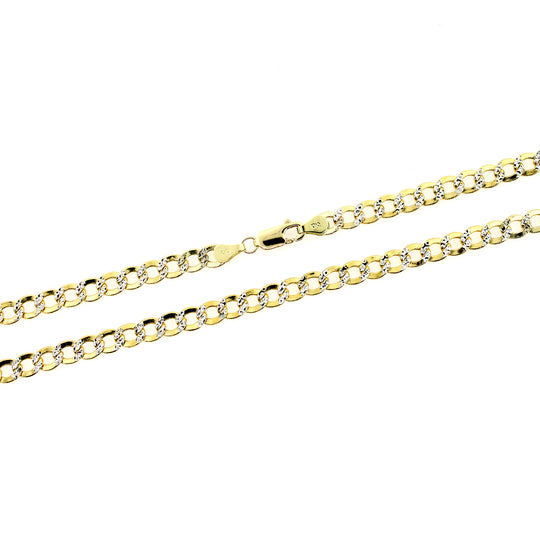 10K Solid Yellow Gold Diamond Cut Pave Cuban Link Chain Necklace 4.5MM 16" 18" 20" 22" 24" 26"