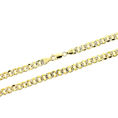 10K Solid Yellow Gold Diamond Cut Pave Cuban Link Chain Necklace 5.5MM 18" 20" 22" 24" 26"