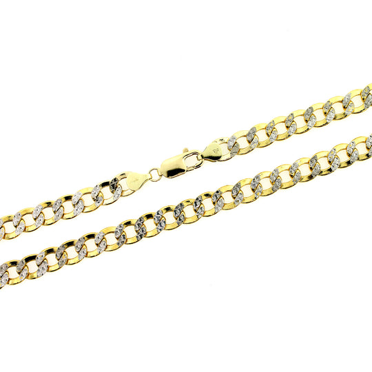 10K Solid Yellow Gold Diamond Cut Pave Cuban Link Chain Necklace 6.5MM 20" 22" 24" 26"