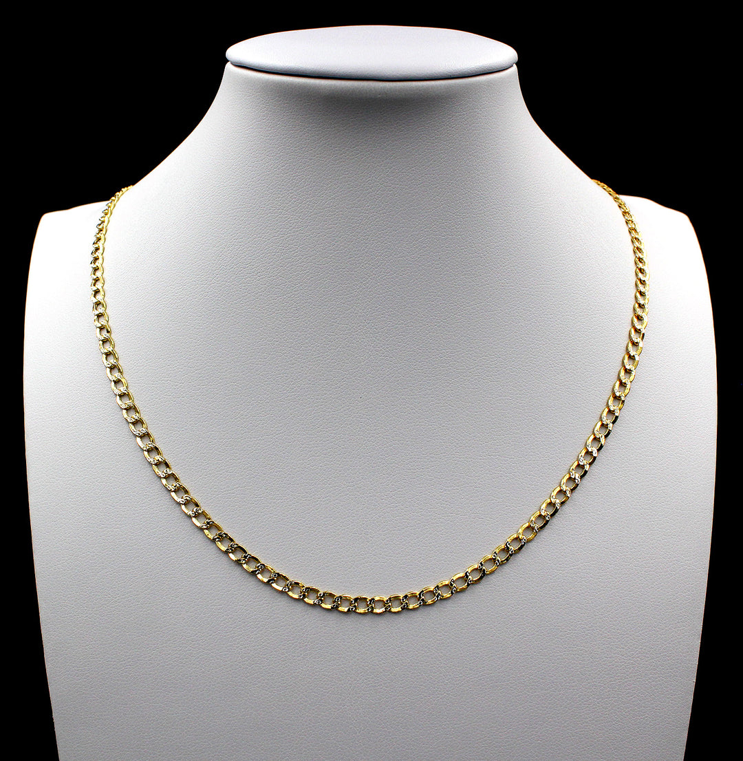 10K Yellow Gold 2mm - 6mm Diamond Cut Pave Cuban Link Chain Necklace 14" - 30"