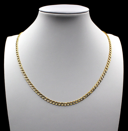 10K Yellow Gold 2mm - 6mm Diamond Cut Pave Cuban Link Chain Necklace 14" - 30"