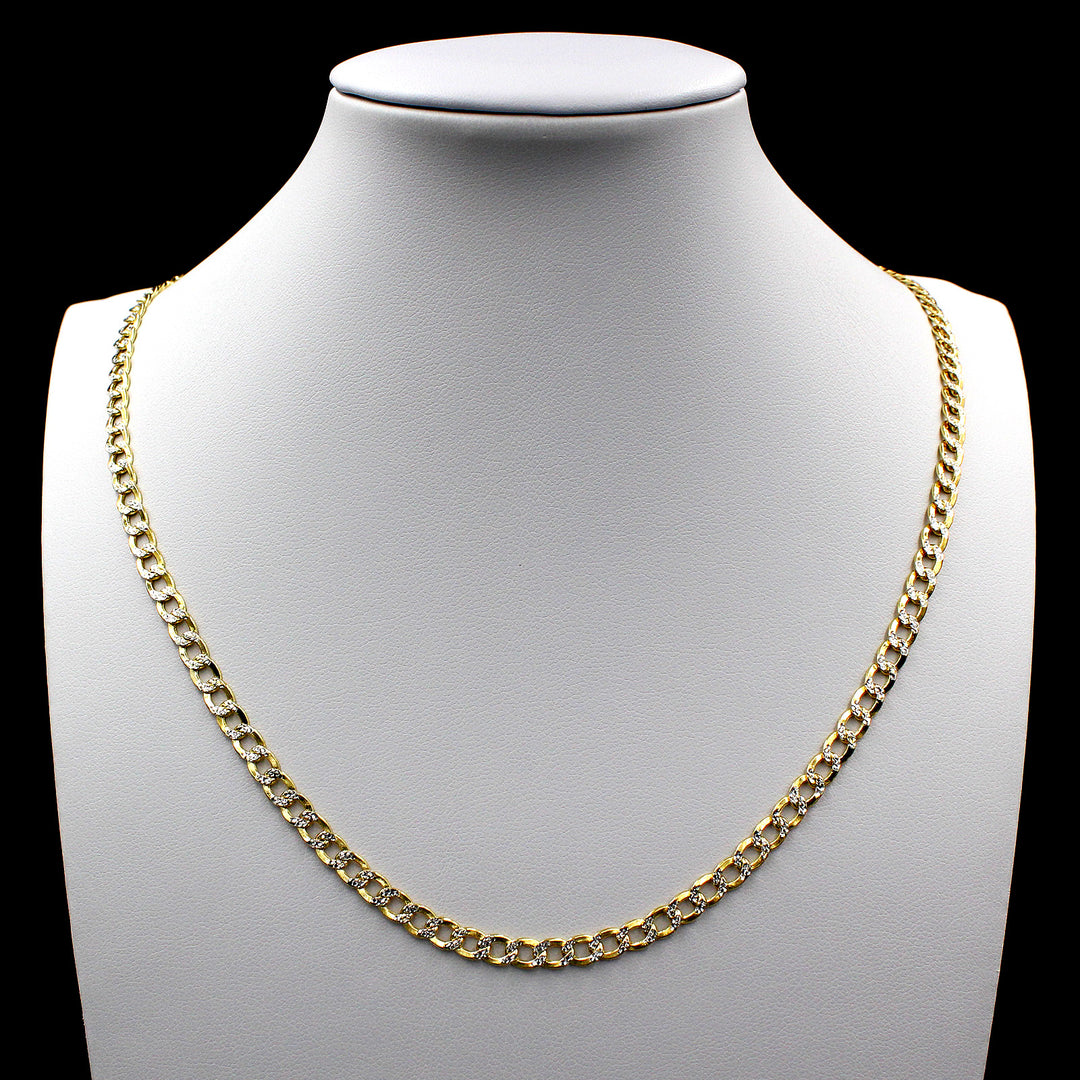 10K Yellow Gold 2mm - 6mm Diamond Cut Pave Cuban Link Chain Necklace 14" - 30"