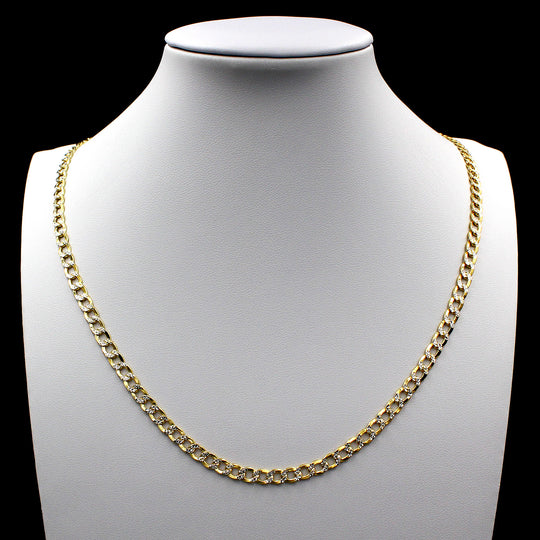 10K Yellow Gold 2mm - 6mm Diamond Cut Pave Cuban Link Chain Necklace 14" - 30"