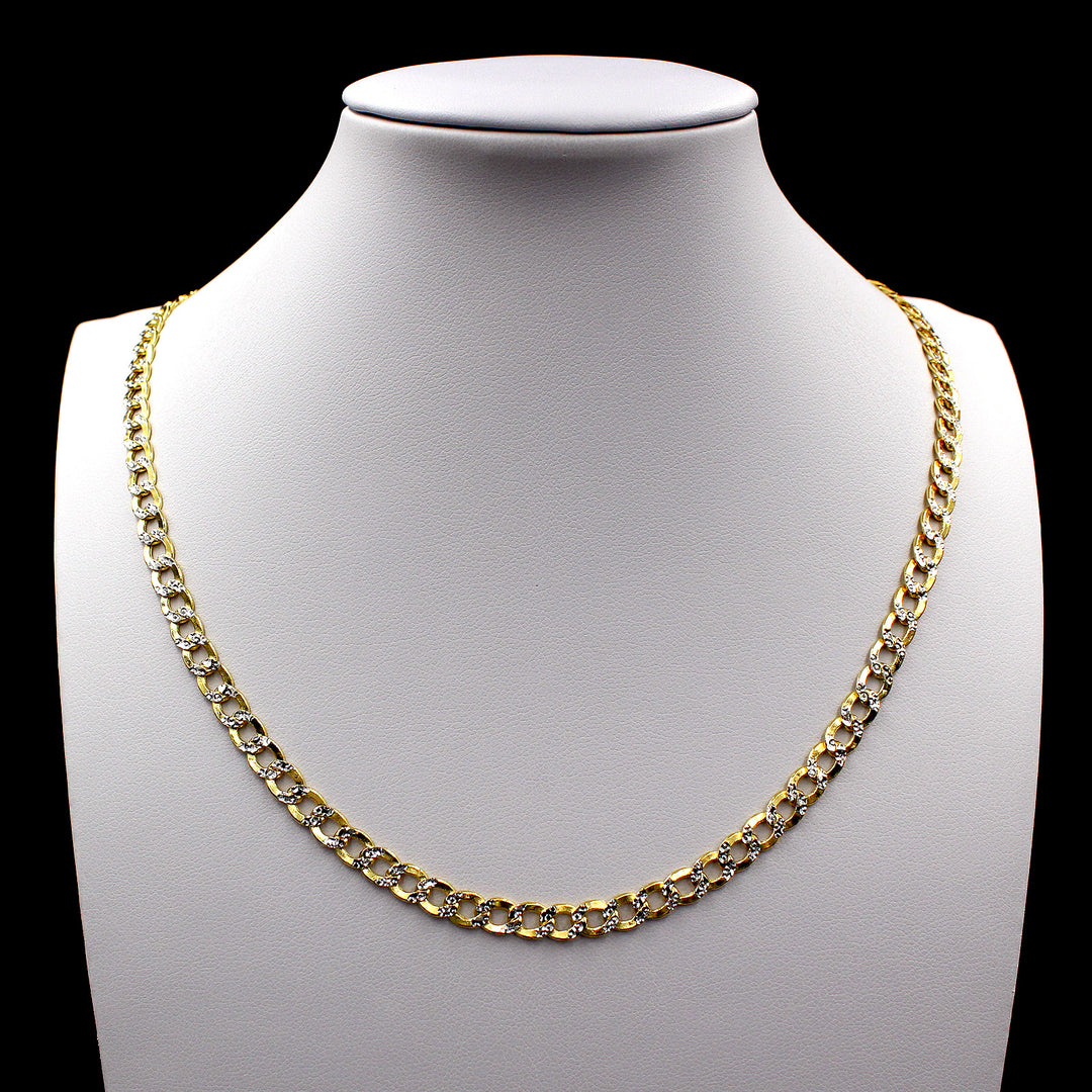 10K Yellow Gold 2mm - 6mm Diamond Cut Pave Cuban Link Chain Necklace 14" - 30"