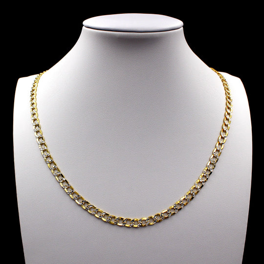 10K Yellow Gold 2mm - 6mm Diamond Cut Pave Cuban Link Chain Necklace 14" - 30"