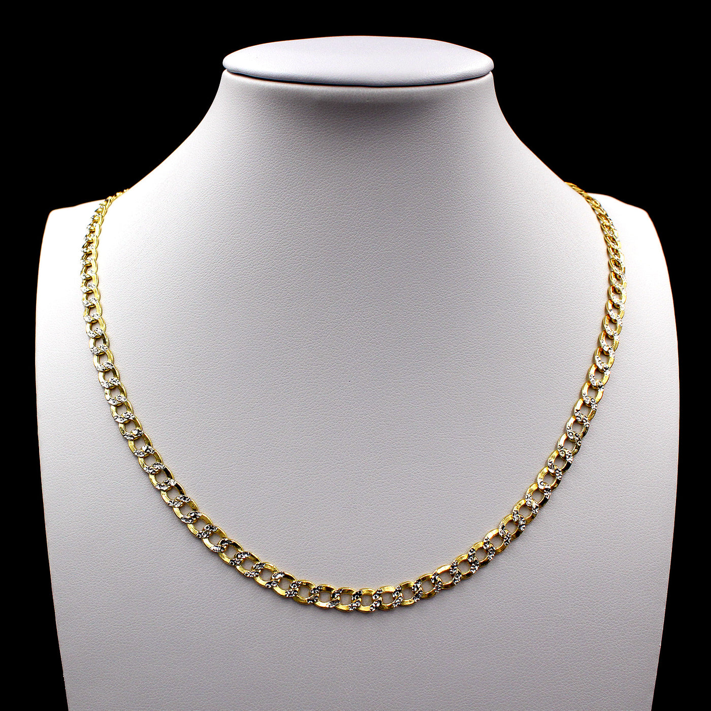 10K Solid Yellow Gold Diamond Cut Pave Cuban Link Chain Necklace 4.5MM 16" 18" 20" 22" 24" 26"