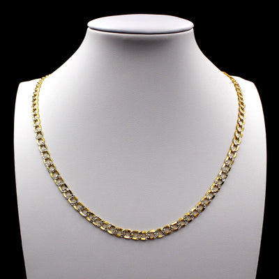 10K Solid Yellow Gold Diamond Cut Pave Cuban Link Chain Necklace 4.5MM 16" 18" 20" 22" 24" 26"